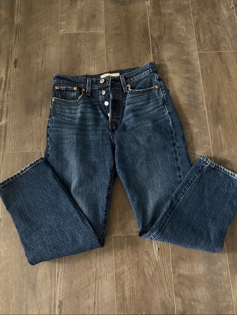 Levi's Dark Blue Straight Leg Women's Jeans with Button Fly